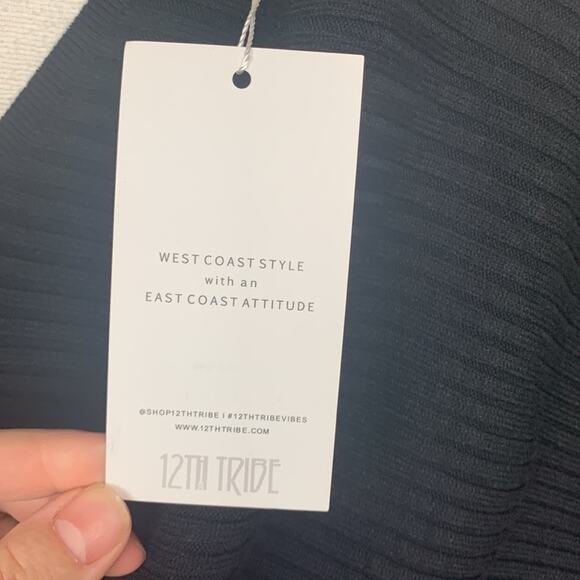 12th tribe womens large salty in the city black sweater mini dress v neck date r - Picture 5 of 12